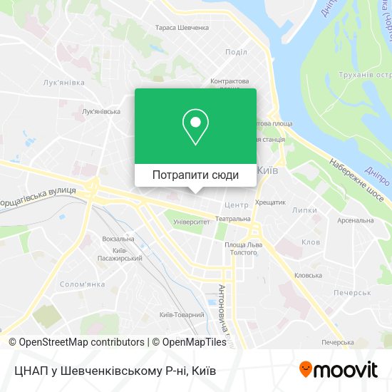 Карта ЦНАП у Шевченківському Р-ні