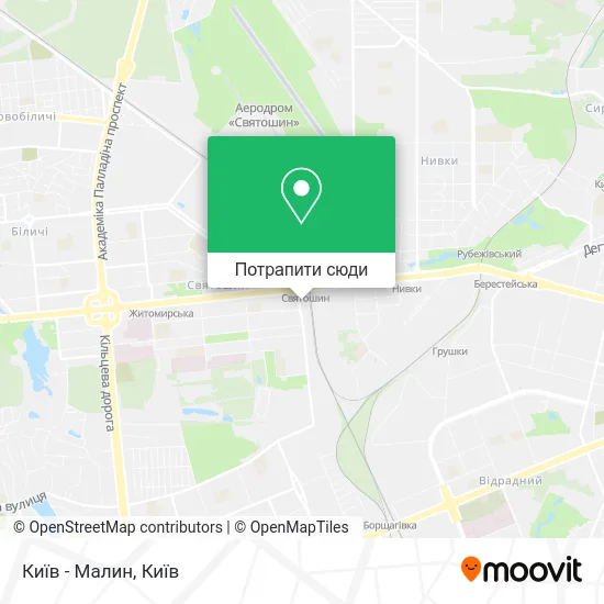 Карта Київ - Малин