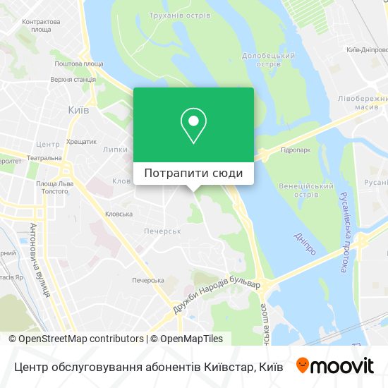 Карта Центр обслуговування абонентів Київстар