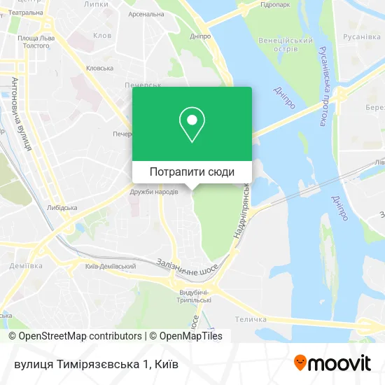 Карта вулиця Тимірязєвська 1