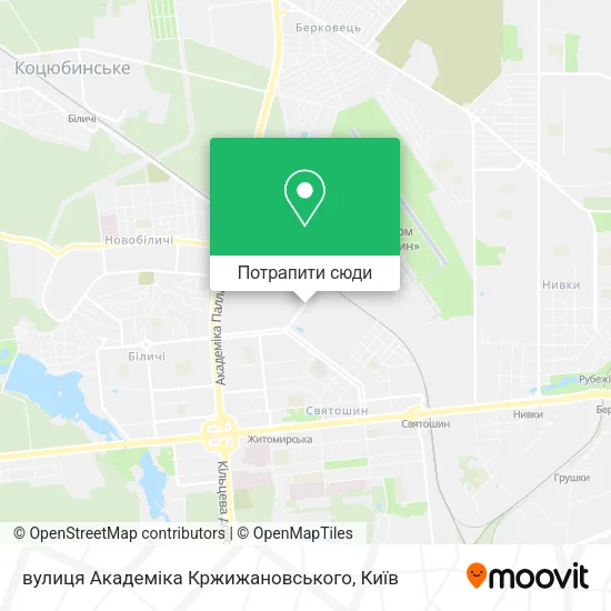 Карта вулиця Академіка Кржижановського
