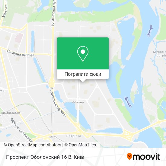Карта Проспект Оболонский 16 В
