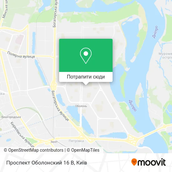 Карта Проспект Оболонский 16 В
