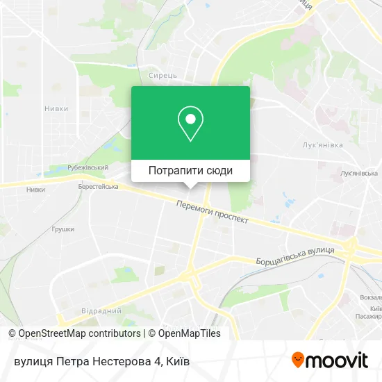 Карта вулиця Петра Нестерова 4
