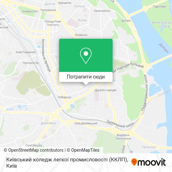 Карта Київський коледж легкої промисловості (ККЛП)