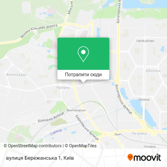 Карта вулиця Бережанська 1