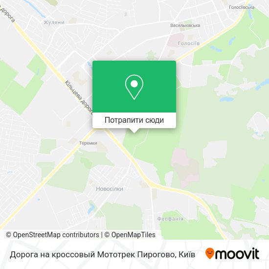 Карта Дорога на кроссовый Мототрек Пирогово