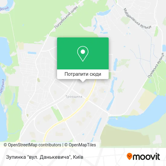 Карта Зупинка "вул. Данькевича"