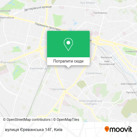 Карта вулиця Єреванська 14Г