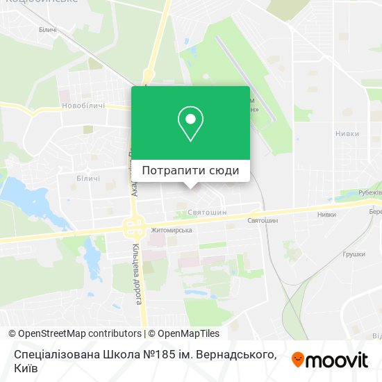 Карта Спеціалізована Школа №185 ім. Вернадського