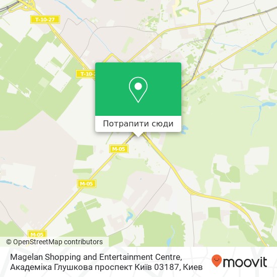 Карта Magelan Shopping and Entertainment Centre, Академіка Глушкова проспект Київ 03187