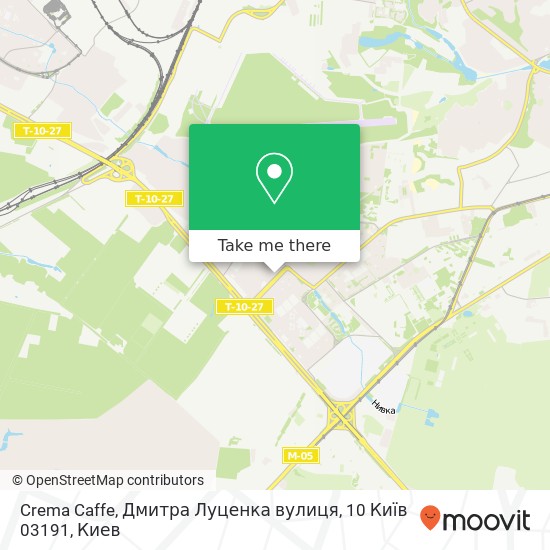 Карта Crema Caffe, Дмитра Луценка вулиця, 10 Київ 03191