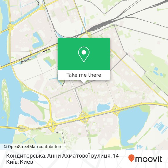 Карта Кондитерська, Анни Ахматової вулиця, 14 Київ