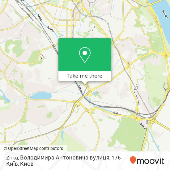 Карта Zirka, Володимира Антоновича вулиця, 176 Київ