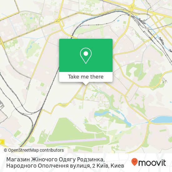 Карта Магазин Жіночого Одягу Родзинка, Народного Ополчення вулиця, 2 Київ