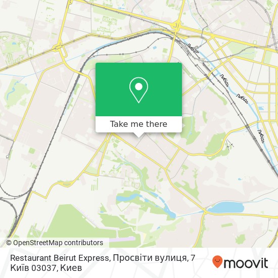Карта Restaurant Beirut Express, Просвіти вулиця, 7 Київ 03037