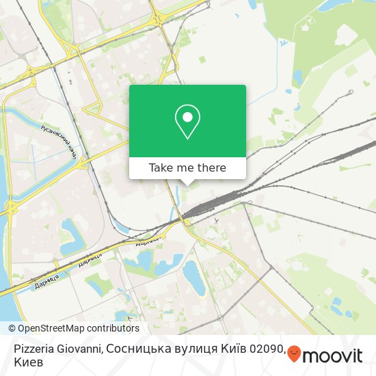 Карта Pizzeria Giovanni, Сосницька вулиця Київ 02090