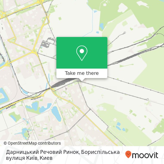Карта Дарницький Речовий Ринок, Бориспільська вулиця Київ