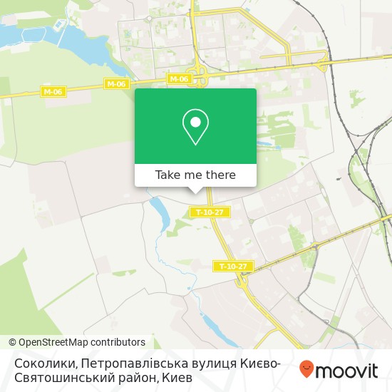 Карта Соколики, Петропавлівська вулиця Києво-Святошинський район