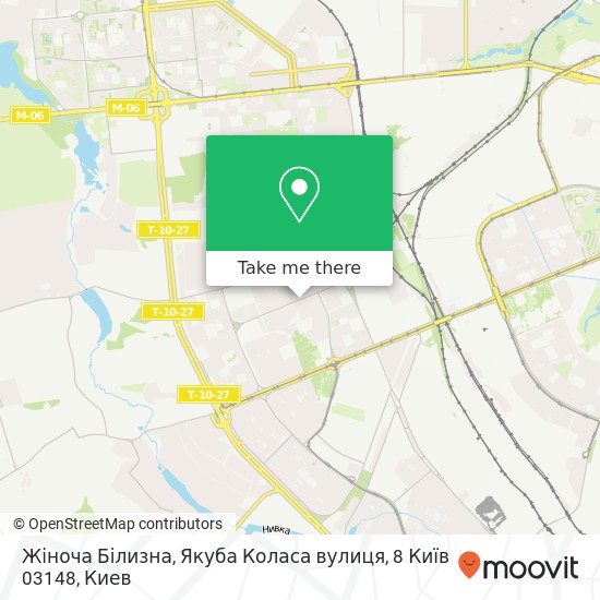 Карта Жіноча Білизна, Якуба Коласа вулиця, 8 Київ 03148