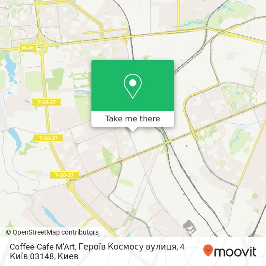 Карта Coffee-Cafe M'Art, Героїв Космосу вулиця, 4 Київ 03148