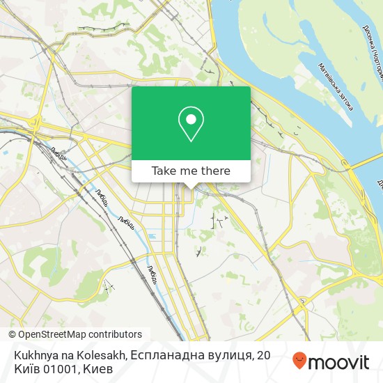 Карта Kukhnya na Kolesakh, Еспланадна вулиця, 20 Київ 01001