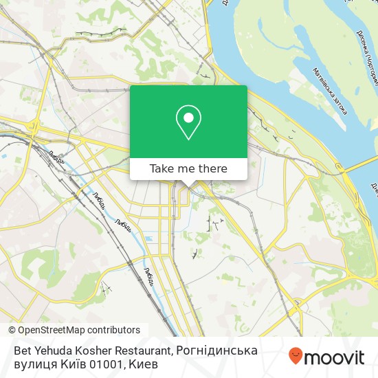 Карта Bet Yehuda Kosher Restaurant, Рогнідинська вулиця Київ 01001