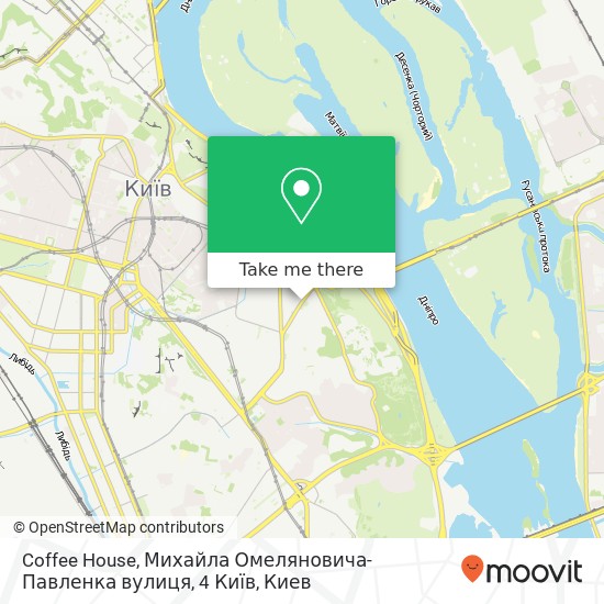 Карта Coffee House, Михайла Омеляновича-Павленка вулиця, 4 Київ