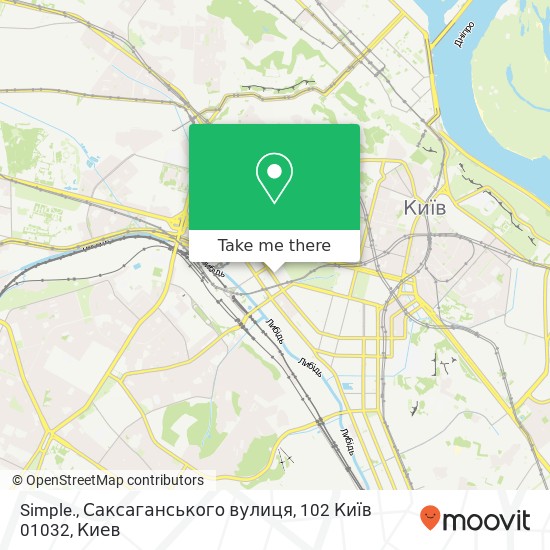 Карта Simple., Саксаганського вулиця, 102 Київ 01032