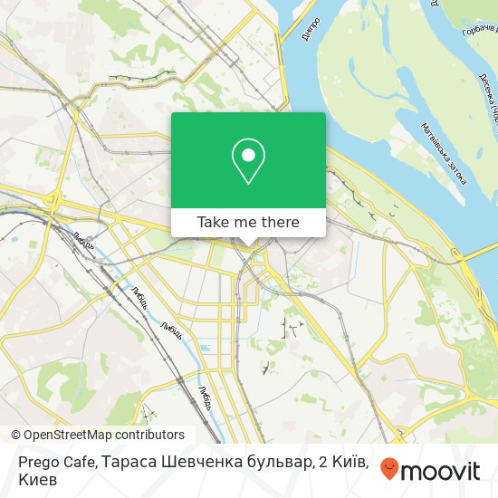 Карта Prego Cafe, Тараса Шевченка бульвар, 2 Київ