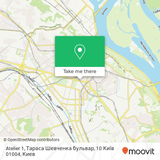 Карта Atelier 1, Тараса Шевченка бульвар, 10 Київ 01004