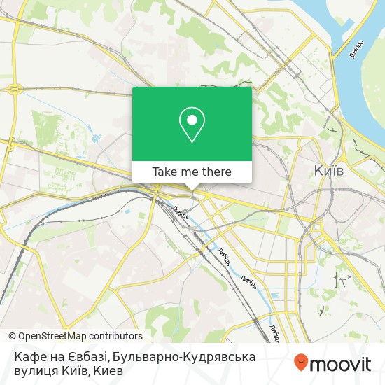 Карта Кафе на Євбазі, Бульварно-Кудрявська вулиця Київ