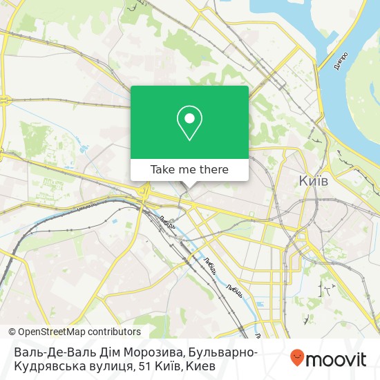 Карта Валь-Де-Валь Дім Морозива, Бульварно-Кудрявська вулиця, 51 Київ