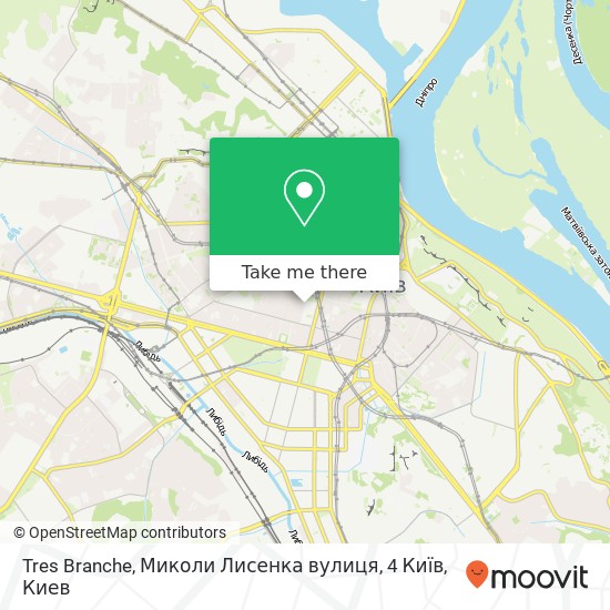 Карта Tres Branche, Миколи Лисенка вулиця, 4 Київ