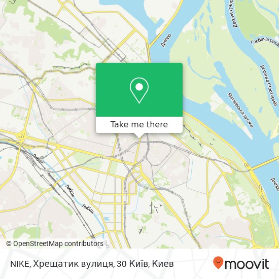 Карта NIKE, Хрещатик вулиця, 30 Київ