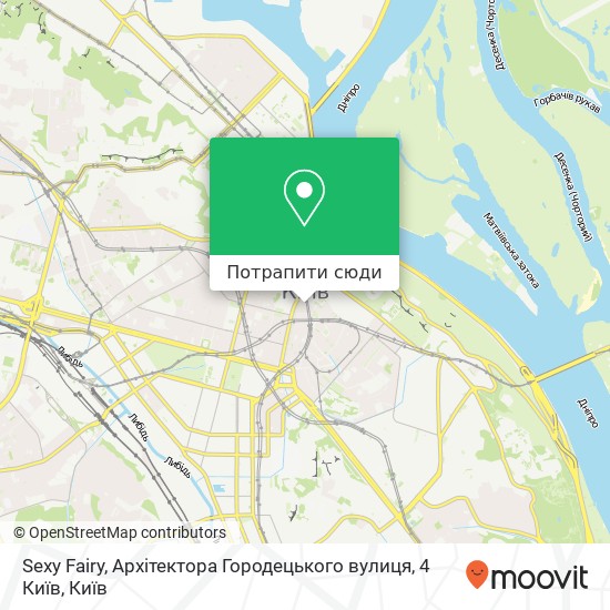 Карта Sexy Fairy, Архітектора Городецького вулиця, 4 Київ