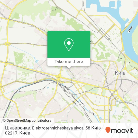 Карта Шкварочка, Elektrotehnicheskaya ulyca, 58 Київ 02217