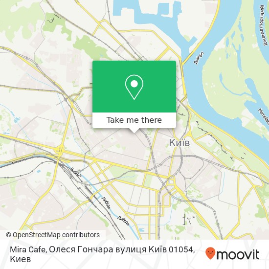 Карта Mira Cafe, Олеся Гончара вулиця Київ 01054