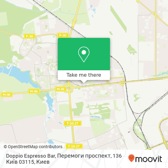 Карта Doppio Espresso Bar, Перемоги проспект, 136 Київ 03115