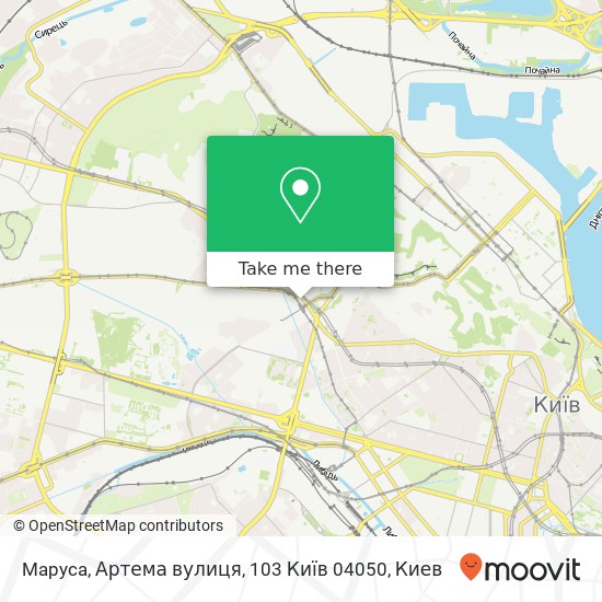 Карта Mapyca, Артема вулиця, 103 Київ 04050