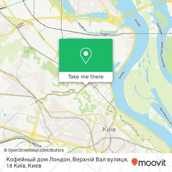 Карта Кофейный дом Лондон, Верхній Вал вулиця, 18 Київ