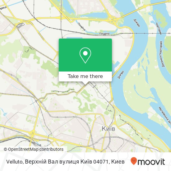 Карта Velluto, Верхній Вал вулиця Київ 04071
