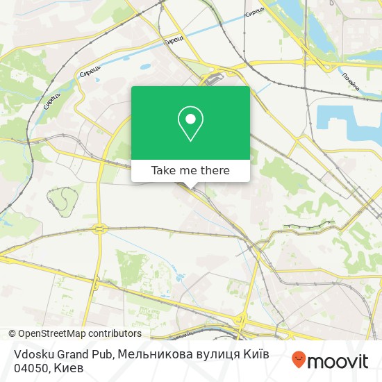 Карта Vdosku Grand Pub, Мельникова вулиця Київ 04050