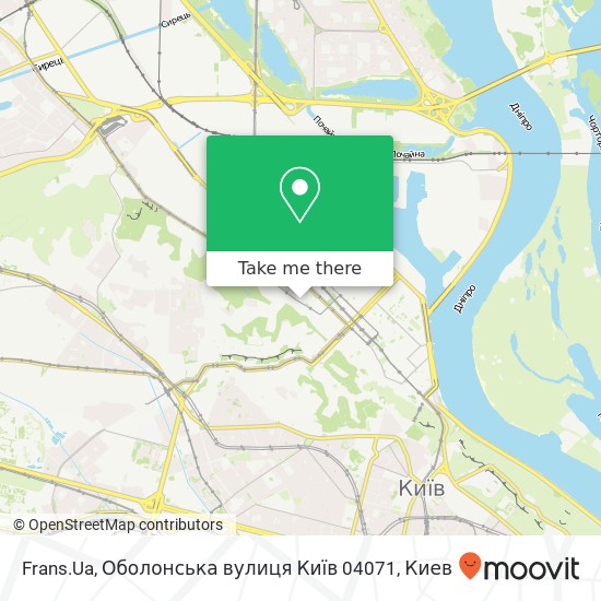 Карта Frans.Ua, Оболонська вулиця Київ 04071