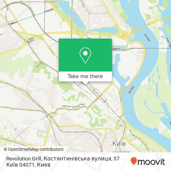 Карта Revolution Grill, Костянтинівська вулиця, 57 Київ 04071