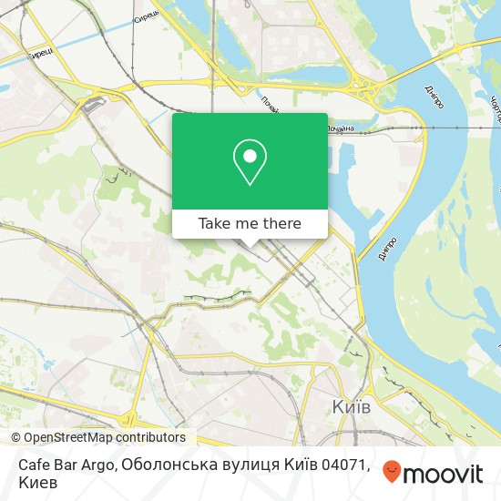Карта Cafe Bar Argo, Оболонська вулиця Київ 04071