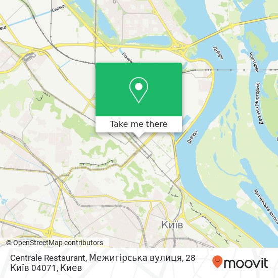 Карта Centrale Restaurant, Межигірська вулиця, 28 Київ 04071