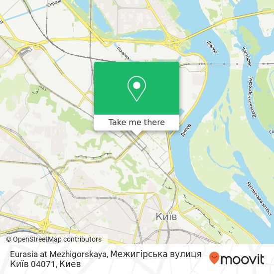 Карта Eurasia at Mezhigorskaya, Межигірська вулиця Київ 04071