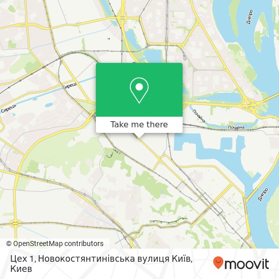 Карта Цех 1, Новокостянтинівська вулиця Київ