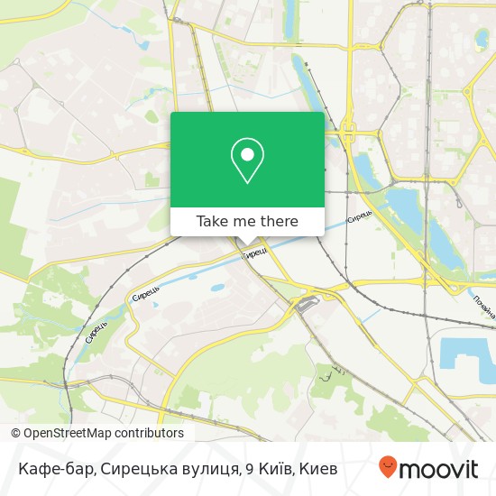 Карта Кафе-бар, Сирецька вулиця, 9 Київ
